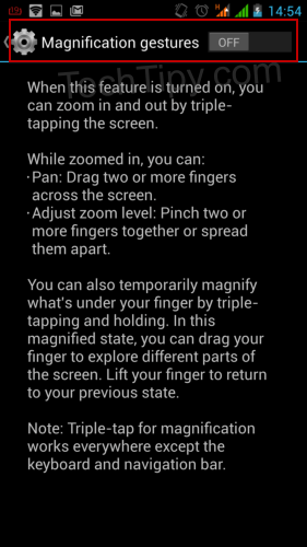 Switch off the Magnification zoom to disable triple tap zoom on android