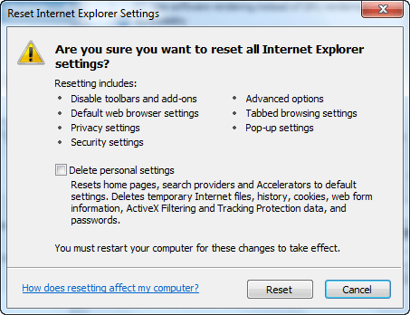 Reset Internet Explorer Step 3